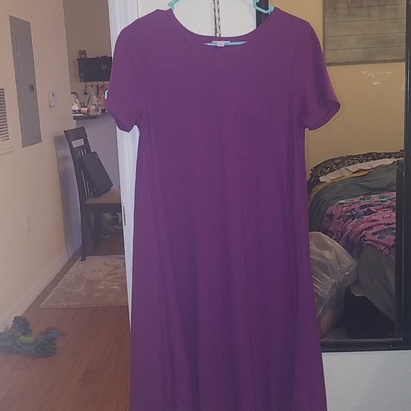 Ribbed Magenta Carly Dress - Picture 1 of 4